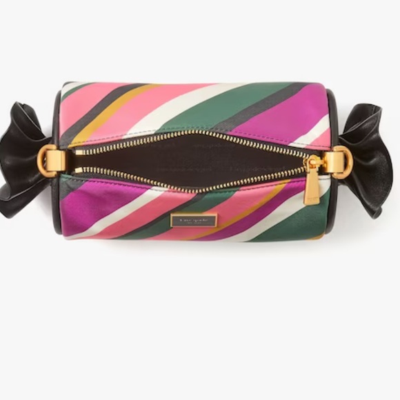 NWT Kate Spade Sweet Treats Festive Multi Stripe Jacquard Small Barrel Bag Multi - Picture 5 of 5
